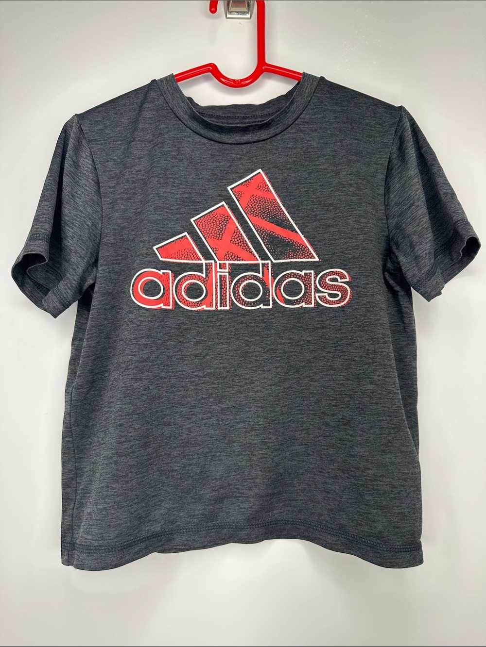 adidas Gray Short Sleeve Tee with Red Logo
